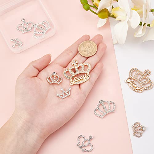 SUNNYCLUE 1 Box 10Pcs 5 Style Alloy Rhinestone Cabochons Crystal Rhinestone Crown Embellishments Rhinestone Flatback Crystal Accessory for DIY Crafts Jewellery Making Wedding Decoration - Image 3