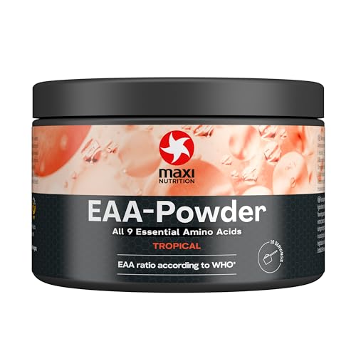 MaxiNutrition EAA-Pulver Tropical, 250g, hochdosiert mit allen 9 essentiellen Aminosäuren, Vegan, Zuckerfrei & Fettfrei, zum Aufbau, Erhalt und Regeneration der Muskeln