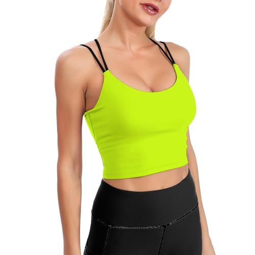 Girl's Low Neck Long Line Sports Bra Fashion Yoga Bra Crop Tank Top