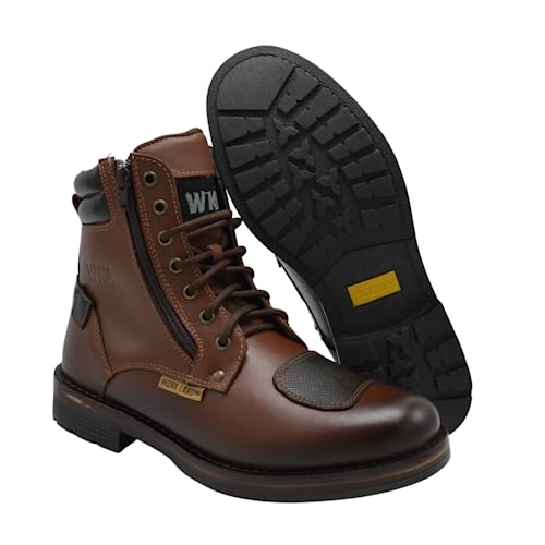 Workland 89502 Motorcycle Boots For Men - Work Boots For Men - Combat Tactical Mens Boots - Biker Boots For Touring, Sports - Full Leather Protections Slip Resistant Brown Size 11 #TOP2