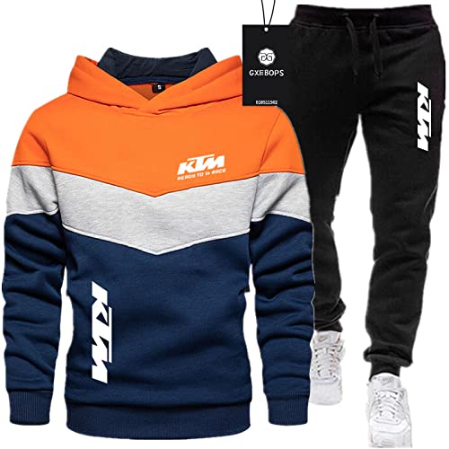 SPONYBORTY Combinaison de Sport pour Homme Pull + Pantalon Deux pièces Coutures tricolores Plus épaississement en Velours Combinaison de Jogging Sweat à...