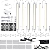 LABOREDUCER LED Under Cabinet Lighting Kit - 6 Pack Cabinet Strip Lights with Rotary Dimmer & 11Inch 24V Plug in Cupboard Lights Linkable Bar Lights for Kitchen丨Cupboard丨Counter丨Closet丨Showcase