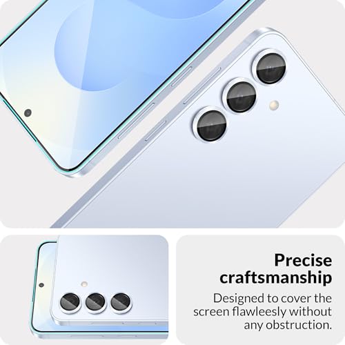 Image of FIRST MART Tempered Glass for Samsung Galaxy S25 5G with Blue Camera Ring Guard & Installation Kit | HD Clear Edge-to-Edge Screen Protector, Scratch Resistant, Case-Friendly | Pack of 1