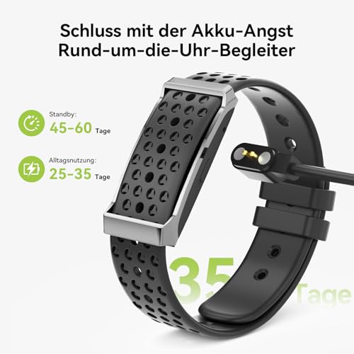 iSo Tech Fitness Tracker Ohne Display Damen Herren, Smart Band Smartwatch mit 24/7 Schlaf Herzfrequenz SpO2 Stress Überwachung, 35 Tage Akku, 170+ Sportmodi, IP68 Wasserdicht, Kein ABO (iOS/Android)