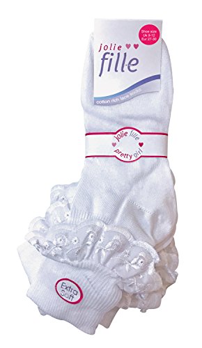 6 pairs of Girls Cotton Pretty white lace trim ankle socks2