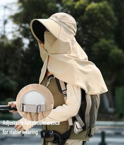 Sombrero de protección solar para mujer con ala grande y capa miniatura 3
