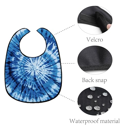 CREATCABIN Adult Bibs for Eating Waterproof Washable Clothing Protectors Canvas Reusable Dining Blue tie dyeing for Elderly Women Men Hospital Disabled Bed Table Eating Feeding 23.6x17.7Inch - Image 3
