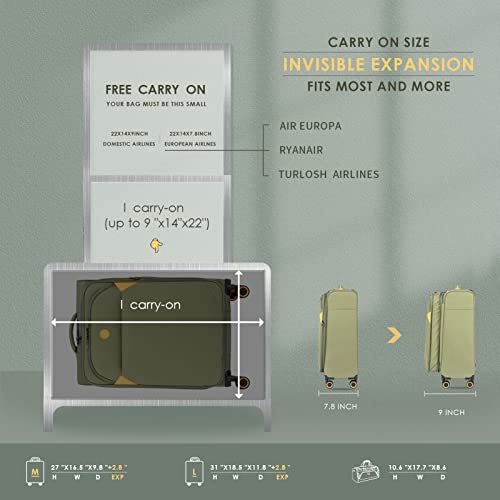 Verage GM20077W-19-GREEN Cambridge Lightweight Carry On Luggage,Softside Expandable Suitcase thumb #5