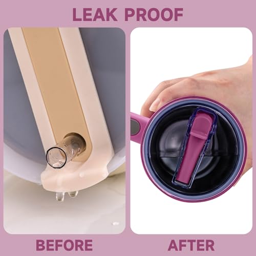 Image of Replacement Lid for Stanley 40 oz and 64 oz Tumbler.Leakproof Flip Straw Lid Fit Stanley Cup Quencher H2.0 40 oz /64 oz and Stanley ProTour 40oz /64oz Tumbler.(Peony,2-Pack)