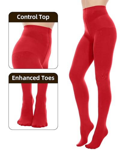 Image of Citystl 2 Pairs 80D Opaque Black Tights for Women, Tummy Control Pantyhose | Ultra-Soft Comfort, Reinforced Toes, Suitable for All Body Types, Fall and Winter Essential, Full-Footed Tights