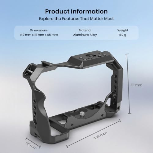 Image of Simpex Professional Camera cage Compatible with Z5 /Z6 /Z7 /Z6II /Z7II Series Cameras, Lightweight Aluminum Form Fitted cage with Quick Tripod mounting