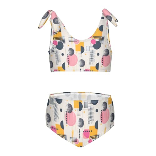 Minimalist Pattern Girls Two Piece Tankini Swimsuits Summer Bathing Suit Beach Swimwear Set, 3T Multicoloured
