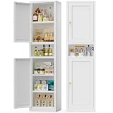 Eltean 67' H Narrow Pantry Cabinet,White Metal Pantry Cabinet with Reversible Doors & Adjustable Shelves,Metal Storage Cabinet for Kitchen,Home Office,1000lbs Capacity(15.7' W)