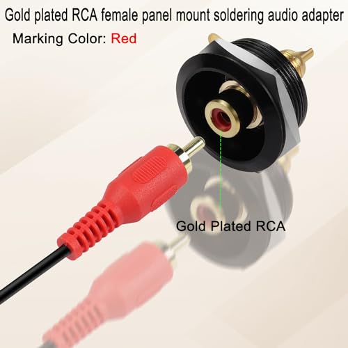 Conector RCA hembra con rosca y montaje fijo chapado en oro miniatura 3