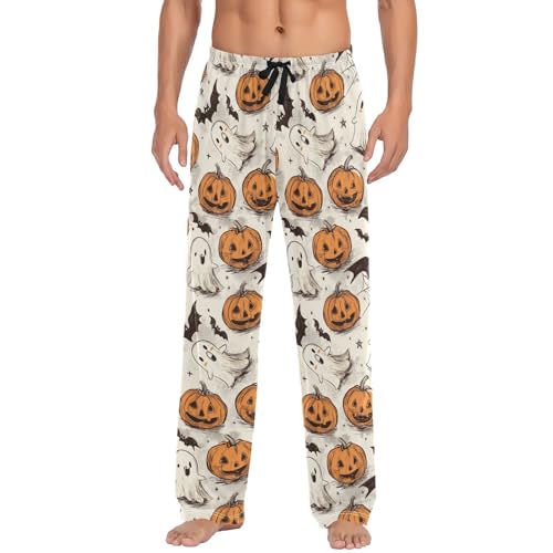 Men’s Cute Halloween Element Pajama Pants with Pockets, Comfortable Lounge Sleep Bottoms#267