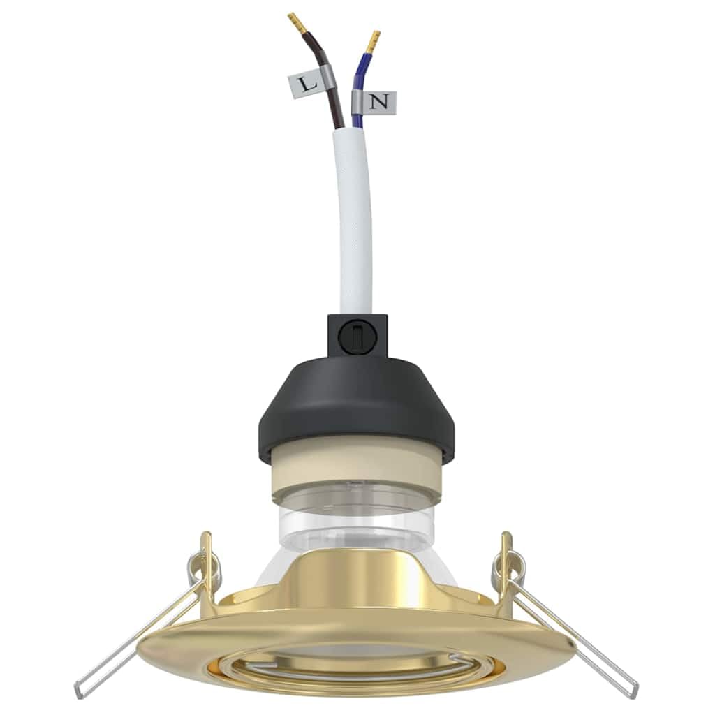 vidaXL Gold Metal LED Recessed Light Set of 6 - Modern Round Fixtures for Living, Dining Room, Kitchen - Energy Efficient, Easy Installation, Sleek Contemporary Design, Indoor Use
