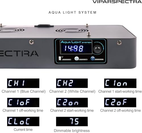 VIPARSPECTRA 165W LED Aquarium Light Dimmable Full Spectrum LED Reef Lights for Coral Saltwater Fish Tank, Remote/Timer Control, LED Lamps Programmable Auto On/Off, Dual Channel Brightness 0-100% - Image 4