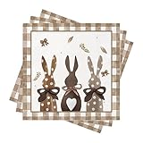 Osterservietten,24 Stück Servietten Ostern,Frühling Partygeschirr Hase,Blumen Dekorationen Papier,Frohe Frühlingsservietten,Hasen Klein Napkins,Tischdeko Osterhase Papierservietten