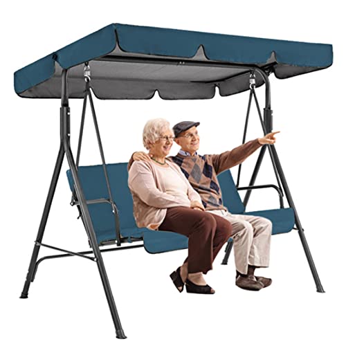 BAGASI Juego de funda para columpio de jardín de 2/3 plazas, funda de cojín para columpio de patio, hamaca de repuesto, impermeable, para exteriores, impermeable, azul marino, 164 x 114 x 15 cm