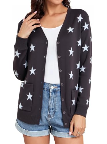 Image of TASAMO Women's Lightweight Button Down Cardigan Sweaters Long Sleeve Classic V Neck Knit Soft Shrugs with Pocket