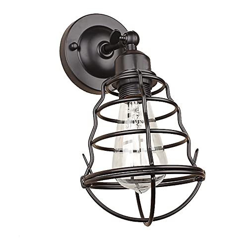 Lámpara de pared retro E27 con pantalla de jaula abierta orientable 2