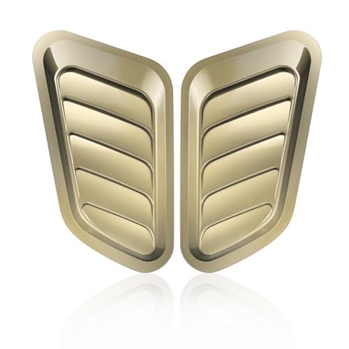 YIDELI ダミーダクト ボンネット 車 汎用 ボンネット エアダクト エアロパーツ フェンダー ドレスアップ 吸気口装飾ステッカー サメエラ風 両面テープで取付簡単 (ゴールド)