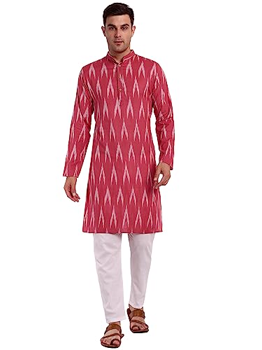 SKAVIJ Men's Cotton Kurta Pajama Set Indian Ethnic Henley Shirt Long Sleeve and Casual Pants Yoga Outfits