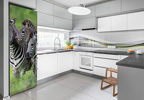 Décoration frigo auto-adhésive grand format 70x190cm motif trois zèbres - 3