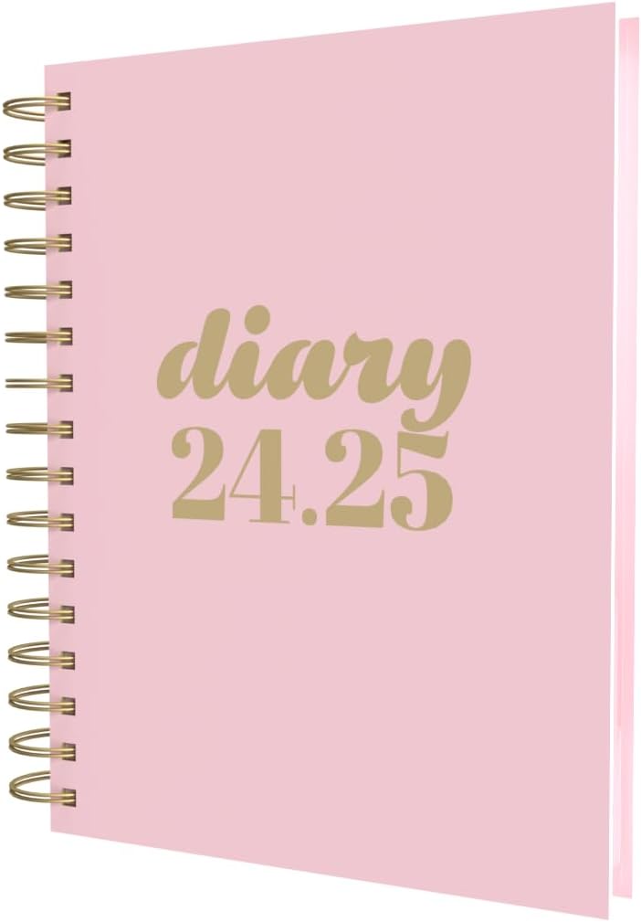 Collins Scandi Mid Year Diary Planner A5 Day To Page Academic Year 2024-25 - Pink - Daily Mid Year Journal for Students, Teachers on Recyled Paper - E-PW51M.50-2425 - August 2024 to August 2025