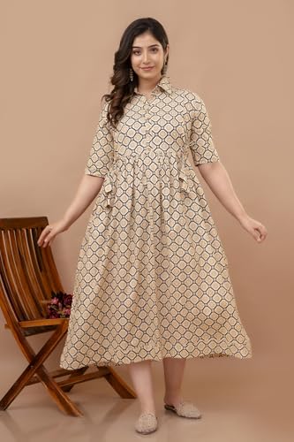 Image of Maternity Feeding Anarkali Kurti Dress for Women | Cotton Nursing Kurta with Both Side Zippers | Pregnancy & Nursing Wear | Comfortable Ethnic