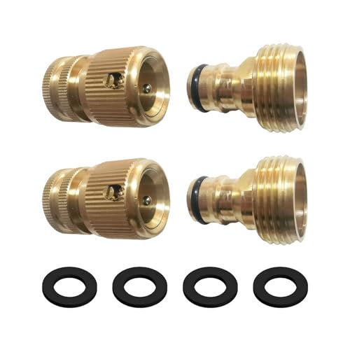 BOSICATS Garden Hose Quick Connect, Water Hose Connectors 3/4 inch GHT,Brass Quick Connector Garden Hose Fitting (2 Packs)