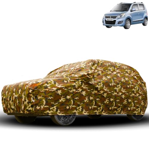 Image of Water Proof Car Body Cover Compatible for Wagon R 2015 | Dust Proof, Heat Resistant | Ultra Surface Body Protection - (Military Jungle Print)