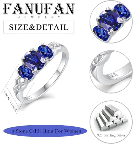 Celtic Birthstone Rings for Women 925 Sterling Silver Celtic Knot Ring 3-Stone Promise Rings for Her Wife Birthday Anniversary Wedding Jewelry2
