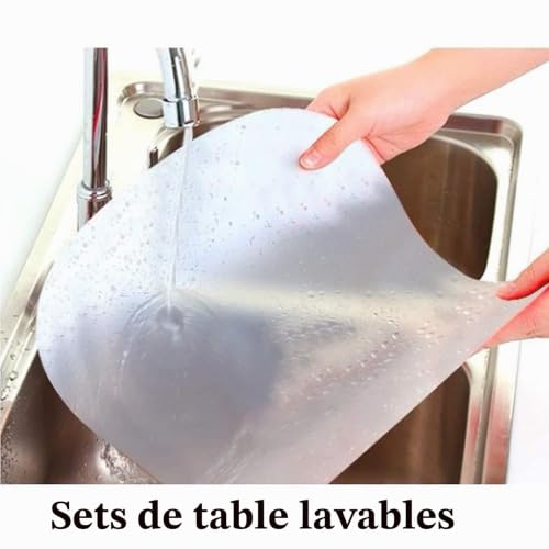 Set de table transparent et napperons lavables pour les repas quotidiens en cuisine - 6
