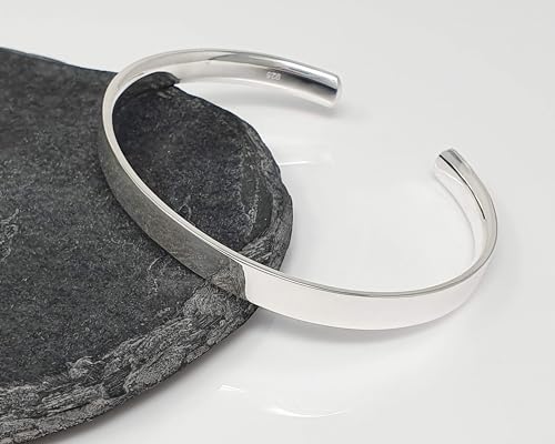 Men's Solid 925 Sterling Silver Bangle, Plain Silver Cuff Bracelet for Men - Gift Boxed - Ideal Jewelry Gift for men3