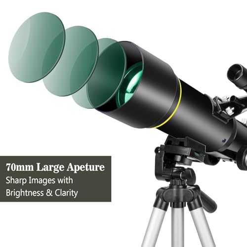 Teleskop für Erwachsene Anfänger, 70mm Aperture 400mm AZ Mount Voll Multi-Coated Optics Refraktor...