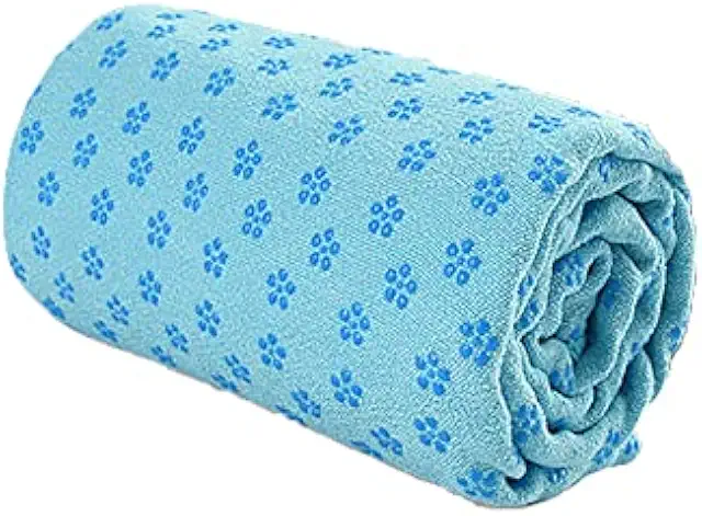 Morbuy Non-slip Yoga Mat Towel - Super Absorbent Microfiber with Free Tote Bag (Classic Cyan)