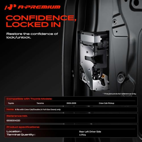 Image of A-Premium Rear Left Driver Side Door Lock Actuator Compatible with Toyota Tacoma 2005-2009 Crew Cab Pickup