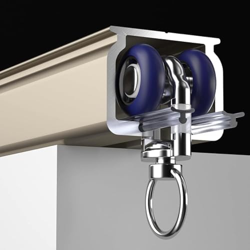 Heavy Duty Curtain Track System - 2M/6.5FT Ceiling & Wall Mount with Clips & Hooks for Room Divider, Shower, and Partition Curtains - Champagne Color