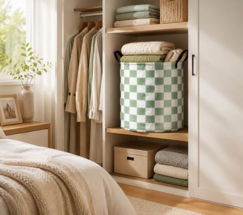 Image of Large Laundry Basket Canvas Storage Bins Baby Nursery Hamper for Boys and Girls Toy Box Gift Baskets for Home,Office,Home Decor