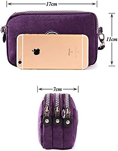 Miniatura 5 de Bolso cruzado de hombro para mujer, bolso de viaje ligero de 3 capas con cremallera, cartera de muñeca, bolsas casuales