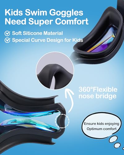 Image of Aegend Kids Swim Goggles, Pack of 2 Swimming Goggles for Children Boys & Girls Age 3-14