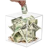 Toyvian Clear Piggy Bank, Acrylic Piggy Bank for Adults, Transparent Coin Box Coins Saving Pot Clear Money Pot Money Bank