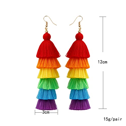 Rainbow Earrings for Women Men Pride Accessories Colorful Earrings (Rainbow Drop Earrings-B)2