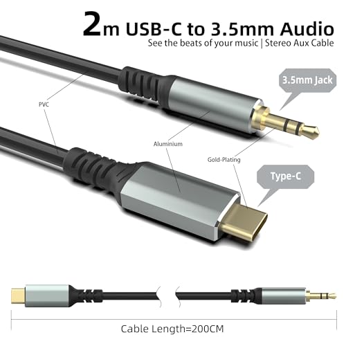 Cable adaptador de audio USB C a 3.5 mm auxiliar para Galaxy S24 Ultra 2