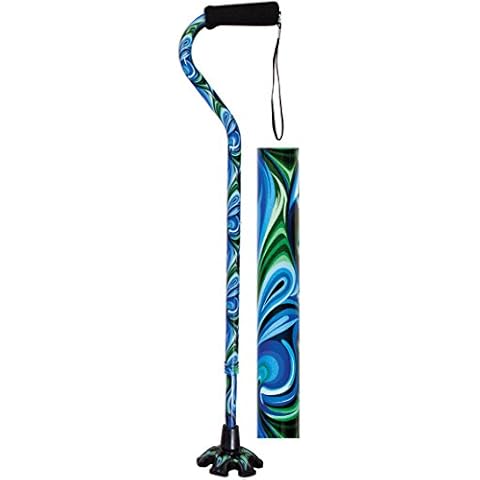 Essential Medical Supply Couture Offset Fashion Cane with Matching Standing Super Big Foot Tip, Swirl Style Cover