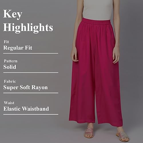 Image of Go Gazab - Stylish Women's Palazzo: Trendy Rayon Solid Color Ethnic Wear Palazzo
