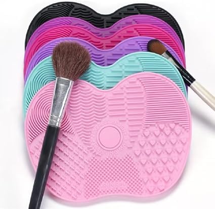 Pink Makeup Brush Cleaner Mat Make Up Cleaning Pad Cosmetic Cleaning Pad Scrubber Board Tool with Suction Cups Makeup Brushes Tools