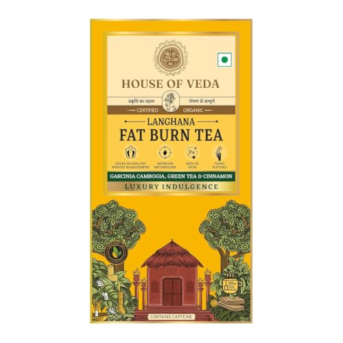 Image of House of Veda Fat Burn Infusion | Triple Action Ayurvedic Blend with Green Tea, Garcinia, Cinnamon & Ginger | Supports Metabolism & Weight Management | Non-Bitter Herbal Tea | 25 Tea Bags