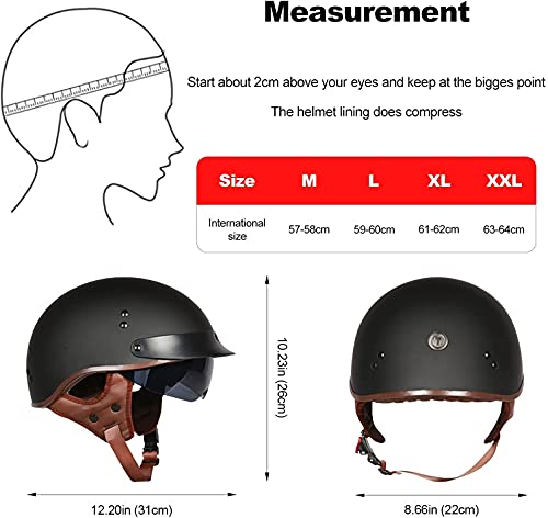 Motorcycle Helmet With Goggles DOT/ECE Approved, Jet Helmet Scooter Helmet Scooter Helmet Moped Moped Helmet Chopper Vintage, Passed Road Safety Test D,Large
